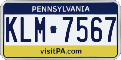 PA license plate KLM7567