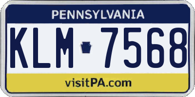 PA license plate KLM7568