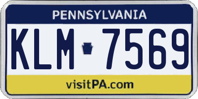 PA license plate KLM7569