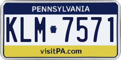 PA license plate KLM7571