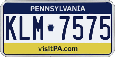 PA license plate KLM7575