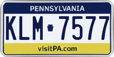 PA license plate KLM7577