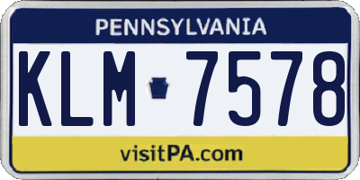 PA license plate KLM7578