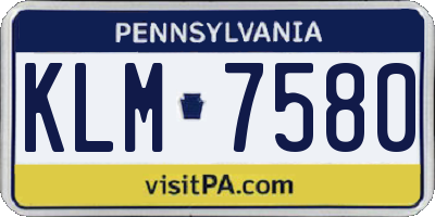 PA license plate KLM7580