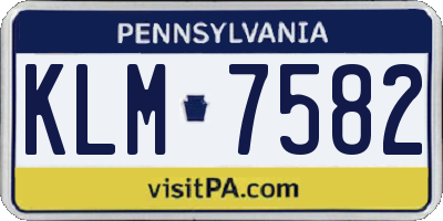 PA license plate KLM7582