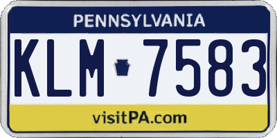 PA license plate KLM7583