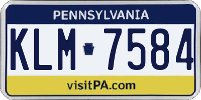 PA license plate KLM7584