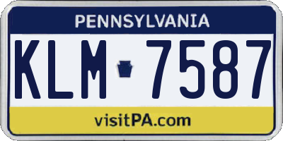 PA license plate KLM7587