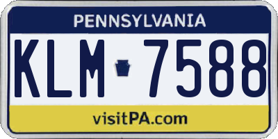 PA license plate KLM7588