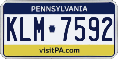 PA license plate KLM7592