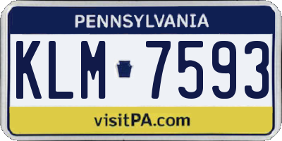 PA license plate KLM7593