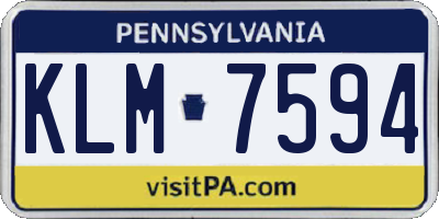 PA license plate KLM7594