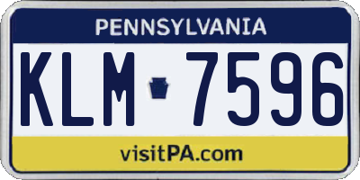 PA license plate KLM7596