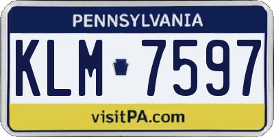 PA license plate KLM7597