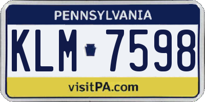 PA license plate KLM7598