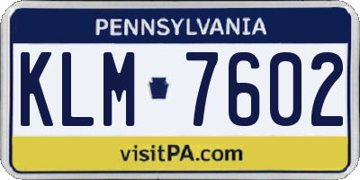 PA license plate KLM7602