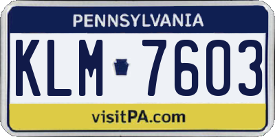 PA license plate KLM7603