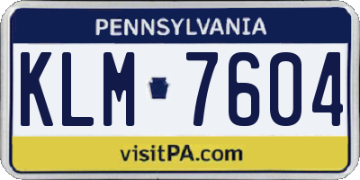 PA license plate KLM7604