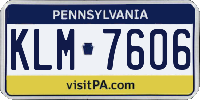 PA license plate KLM7606
