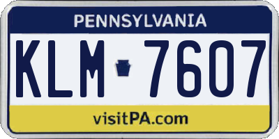 PA license plate KLM7607
