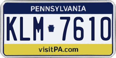 PA license plate KLM7610