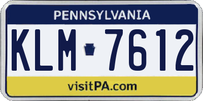 PA license plate KLM7612