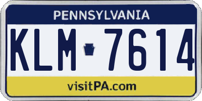 PA license plate KLM7614