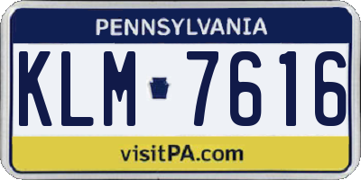 PA license plate KLM7616