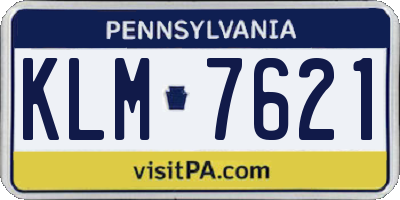 PA license plate KLM7621
