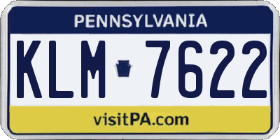 PA license plate KLM7622