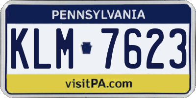 PA license plate KLM7623