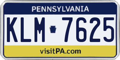 PA license plate KLM7625