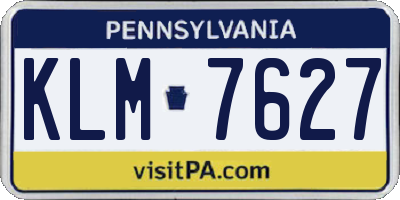 PA license plate KLM7627