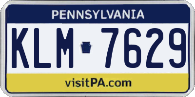 PA license plate KLM7629