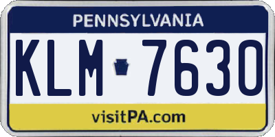 PA license plate KLM7630