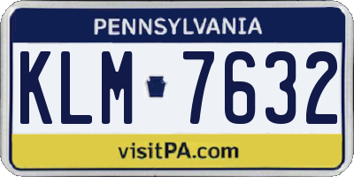 PA license plate KLM7632