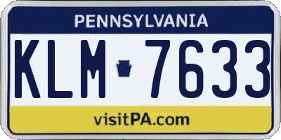 PA license plate KLM7633