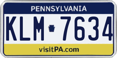PA license plate KLM7634