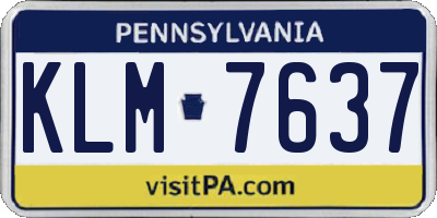 PA license plate KLM7637