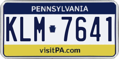 PA license plate KLM7641
