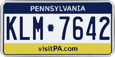 PA license plate KLM7642
