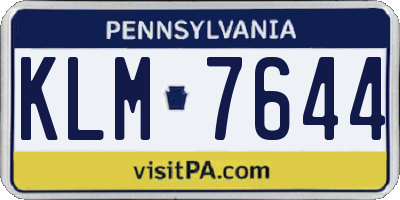 PA license plate KLM7644