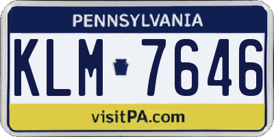 PA license plate KLM7646