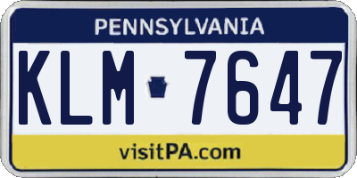 PA license plate KLM7647