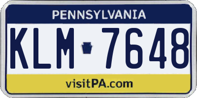 PA license plate KLM7648