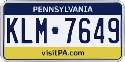 PA license plate KLM7649