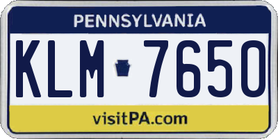 PA license plate KLM7650