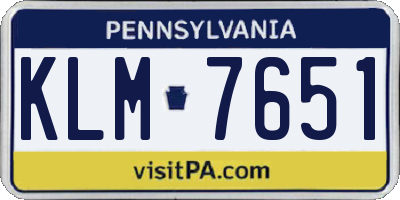 PA license plate KLM7651