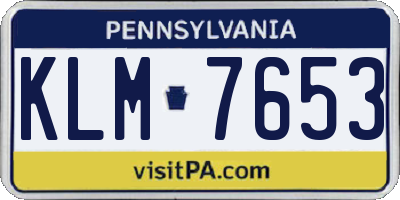 PA license plate KLM7653