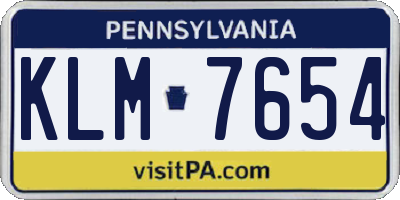 PA license plate KLM7654